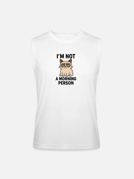 Moody Cat Minimal Meme - Men’s Performance Sleeveless Shirt - white