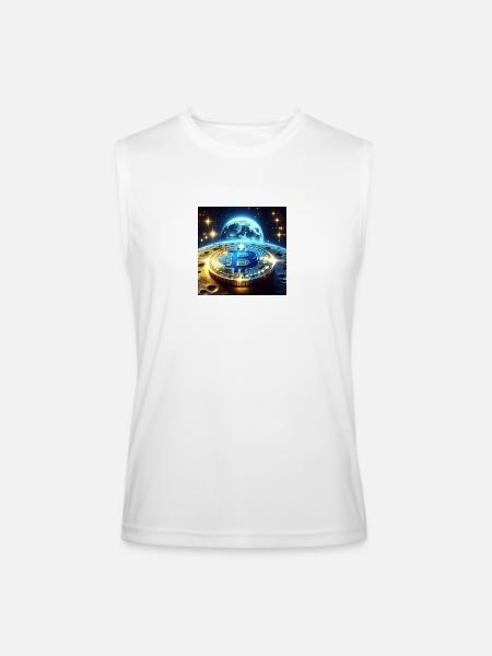 Blue Gold Crypto Coin - Men’s Performance Sleeveless Shirt - white