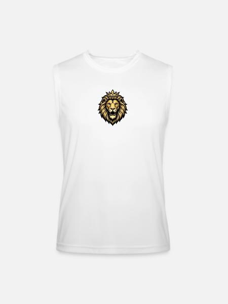 Gold Crowned Lion Emblem - Men’s Performance Sleeveless Shirt - white