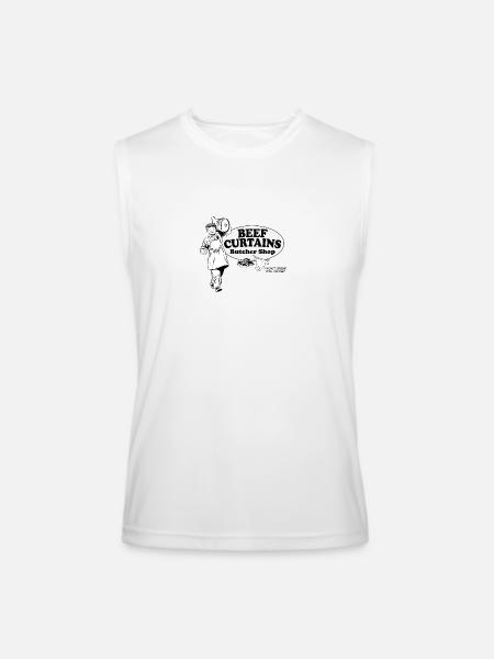 Beef Curtains Butcher Shop - Men’s Performance Sleeveless Shirt - white