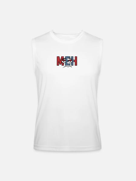 Meh Expression Bold Typography - Men’s Performance Sleeveless Shirt - white