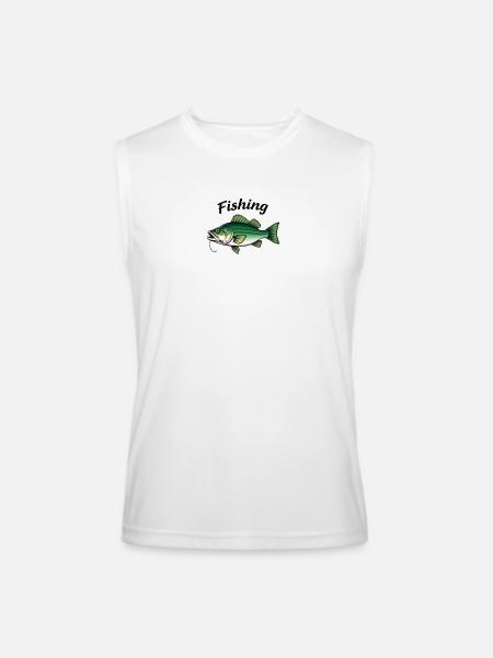 Vivid Bass Fishing Tackle Illustration - Men’s Performance Sleeveless Shirt - white