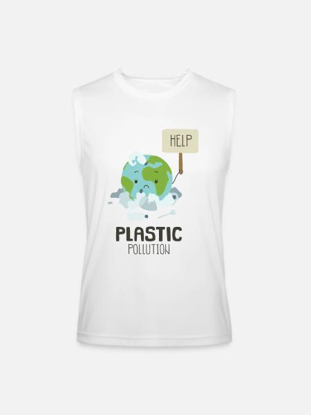 Earth Suffering Plastic Pollution - Men’s Performance Sleeveless Shirt - white
