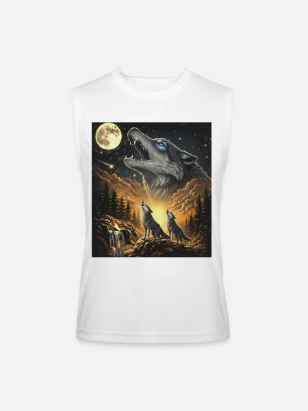 Moon Moonlight Howl Wolves Night - Men’s Performance Sleeveless Shirt - white