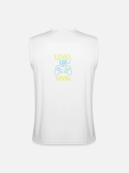 Neon Level Up Controller - Men’s Performance Sleeveless Shirt - white