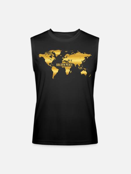 Golden Peace World Map - Men’s Performance Sleeveless Shirt - black