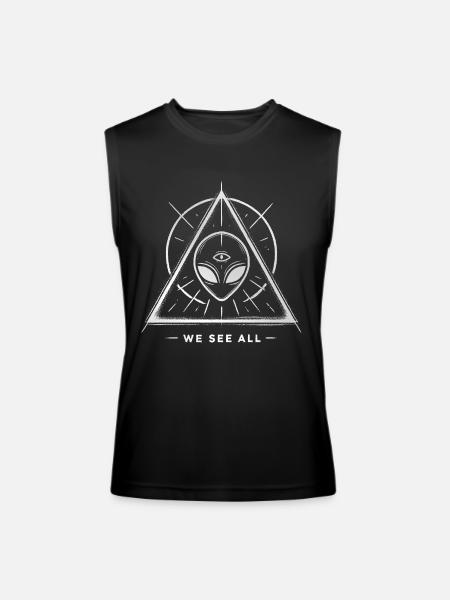 Alien Symbol We See All Cosmic Mystery Tee - Men’s Performance Sleeveless Shirt - black