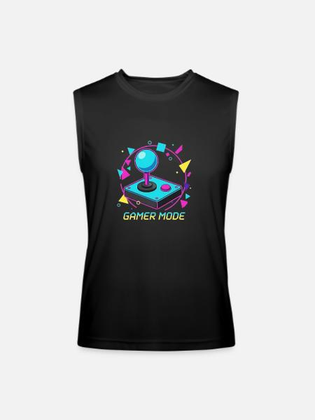 Gamer Mode Synthwave Arcade Stick - Men’s Performance Sleeveless Shirt - black - Front