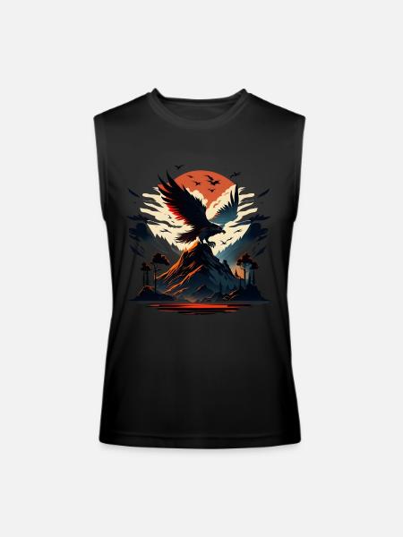 Golden eagle on snow mountain - Men’s Performance Sleeveless Shirt - black