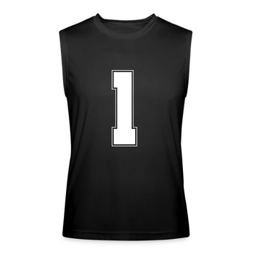 White Number 1 – Varsity Font - Men’s Performance Sleeveless Shirt