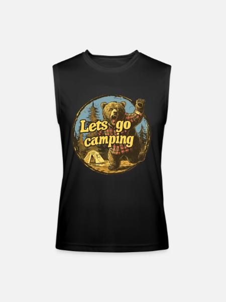 Lets Go Camping Bear - Men’s Performance Sleeveless Shirt - black