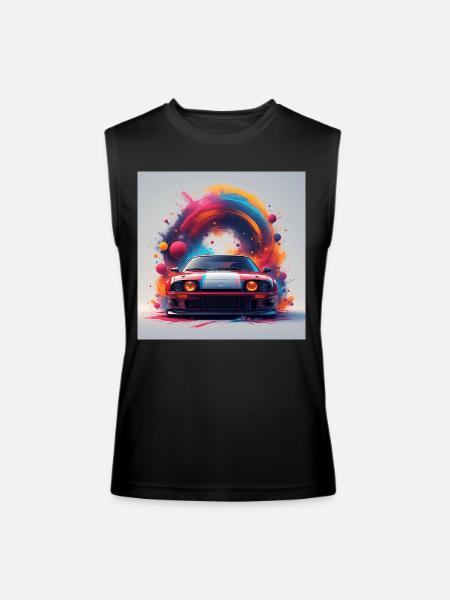 Neon Splash Drifter Car Art - Men’s Performance Sleeveless Shirt - black