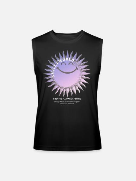 SmileyWorld Smiling Sun In Purple - Men’s Performance Sleeveless Shirt - black