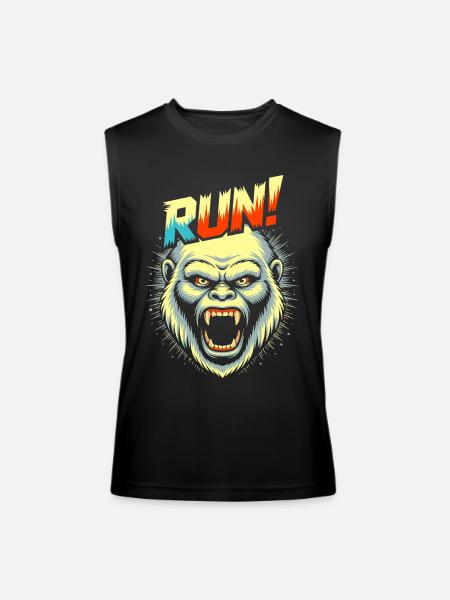 RUN! – Screaming Yeti Face - Men’s Performance Sleeveless Shirt - black