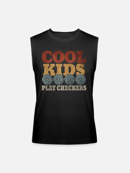 Checkers Gift for Cool Kids Play Checkers - Men’s Performance Sleeveless Shirt - black - Front