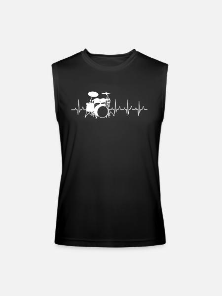 Drummer Heartbeat Ecg Pulse Drums - Men’s Performance Sleeveless Shirt - black