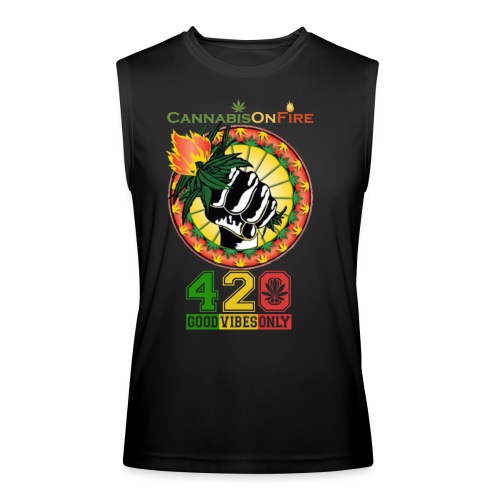 Charming Cannabis On Fire 420 Weed Marijuana - Men’s Performance Sleeveless Shirt
