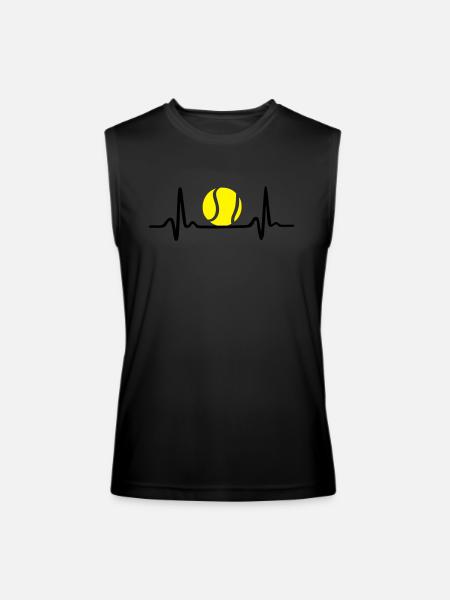 Tennis ECG, Heartbeat & Tennis Ball - Men’s Performance Sleeveless Shirt - black