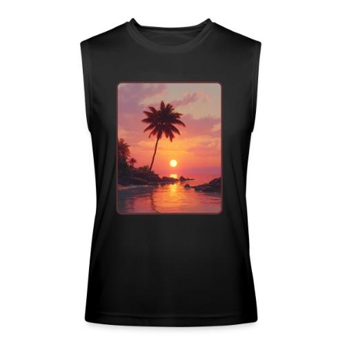 Tropical Beach Sunset Palm Design - Men’s Performance Sleeveless Shirt