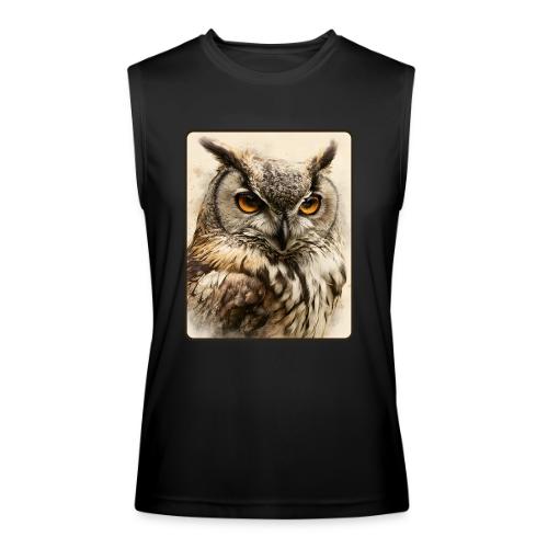 Great Horned Owl Watercolor Design - Men’s Performance Sleeveless Shirt
