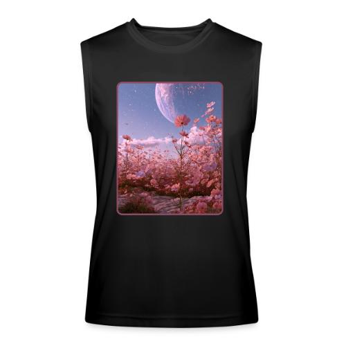 Cosmic Moon & Cosmos Flowers Art - Men’s Performance Sleeveless Shirt