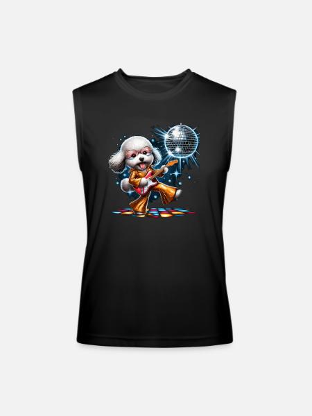 Disco Guitar Poochon dog - Men’s Performance Sleeveless Shirt - black
