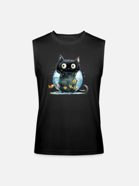 Funny Cat - Men’s Performance Sleeveless Shirt - black