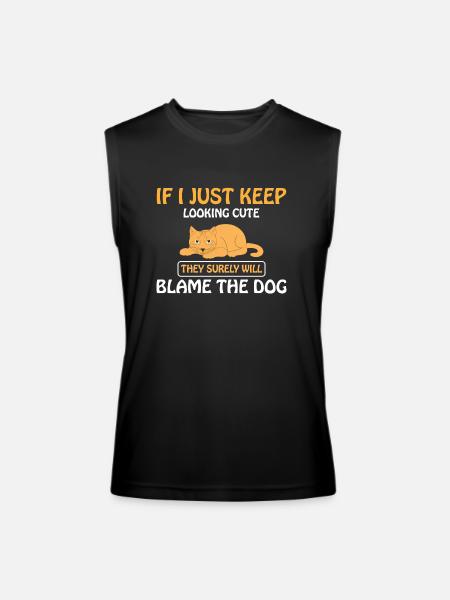 FUNNY CAT - Men’s Performance Sleeveless Shirt - black
