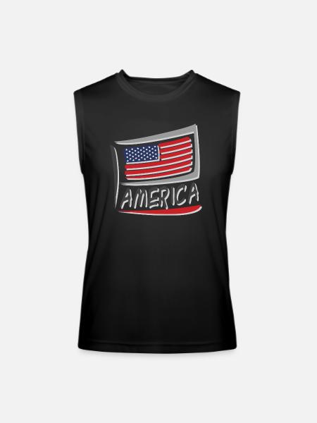 America Flag - Men’s Performance Sleeveless Shirt - black