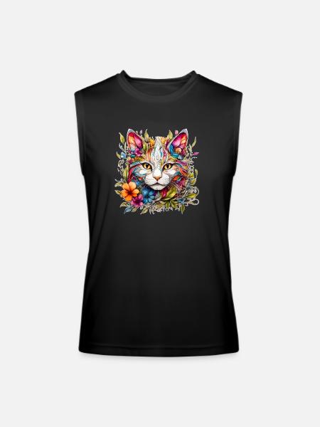 Cat Face - Men’s Performance Sleeveless Shirt - black