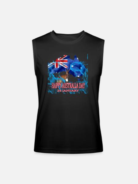 Happy Australia Day Funny - Men’s Performance Sleeveless Shirt - black - Front