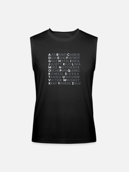 NATO Phonetic Alphabet - Men’s Performance Sleeveless Shirt - black