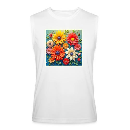 Vibrant Floral Fantasy Design - Men’s Performance Sleeveless Shirt