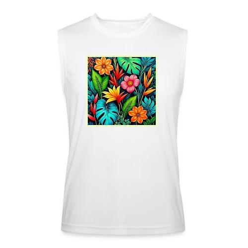 Vibrant Tropical Jungle Bloom Art - Men’s Performance Sleeveless Shirt
