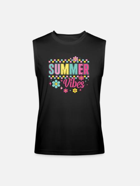 Summer Vibes Checkered Retro Summer - Men’s Performance Sleeveless Shirt - black - Front