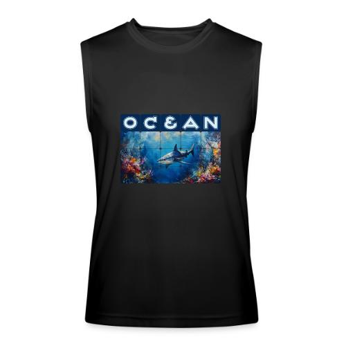 Ocean: Synthwave Shark - Men’s Performance Sleeveless Shirt