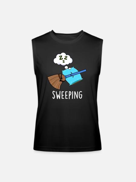 Sweeping Funny Sleeping Broom - Men’s Performance Sleeveless Shirt - black