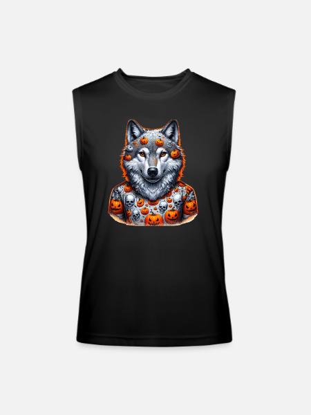 halloween wolf - Men’s Performance Sleeveless Shirt - black