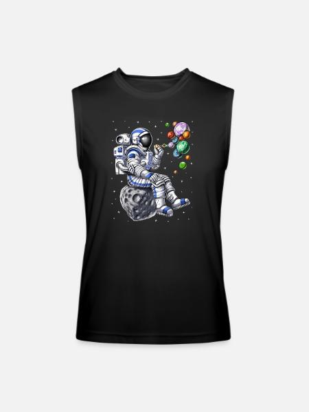 Astronaut Blowing Bubbles - Men’s Performance Sleeveless Shirt - black