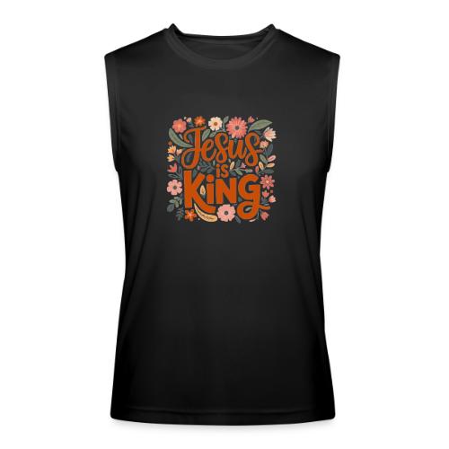 Jesus Is King – Floral Christian Typography Design - Men’s Performance Sleeveless Shirt