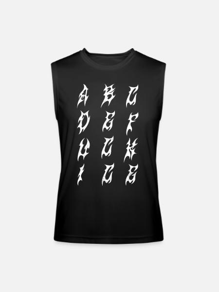 Flame Glyphs in Ink Columns - Men’s Performance Sleeveless Shirt - black