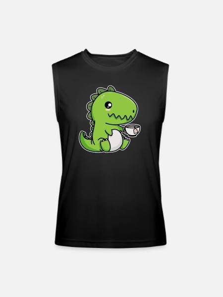 Tea-Rex -Funny Tea drinking Dinosaur T-Rex Cute - Men’s Performance Sleeveless Shirt - black - Front