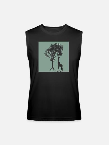 Giraffe Tree Silhouette Nature - Men’s Performance Sleeveless Shirt - black