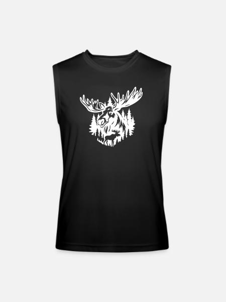 Majestic Moose Forest Illustration - Men’s Performance Sleeveless Shirt - black