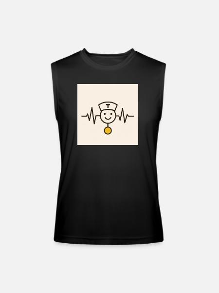 Nurse Heartbeat Smile Badge - Men’s Performance Sleeveless Shirt - black