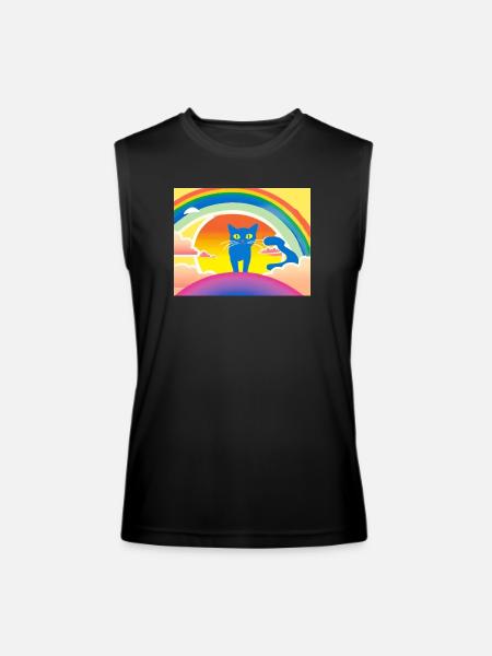 Blue Cat Rainbow Sunset - Men’s Performance Sleeveless Shirt - black