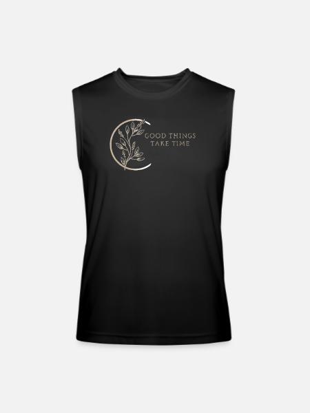 Good Things Take Time Botanical Logo - Men’s Performance Sleeveless Shirt - black - Front