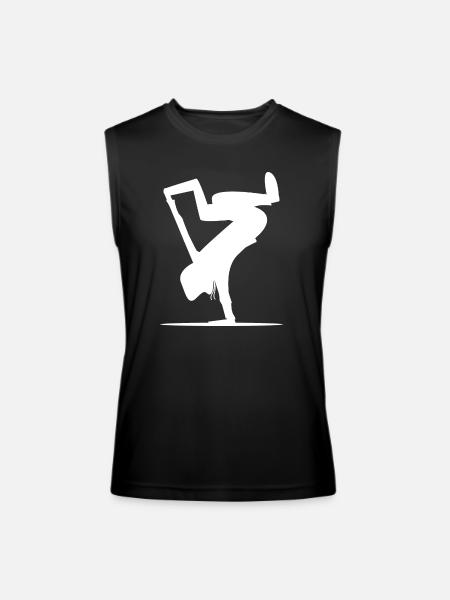 Break dance Bboy Bgirl Cartoon silhouette - Men’s Performance Sleeveless Shirt - black - Front