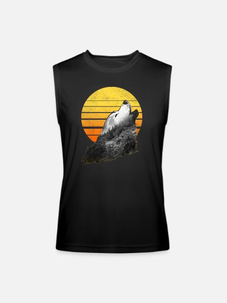 Wolf Howling At The Moon - Men’s Performance Sleeveless Shirt - black - Front