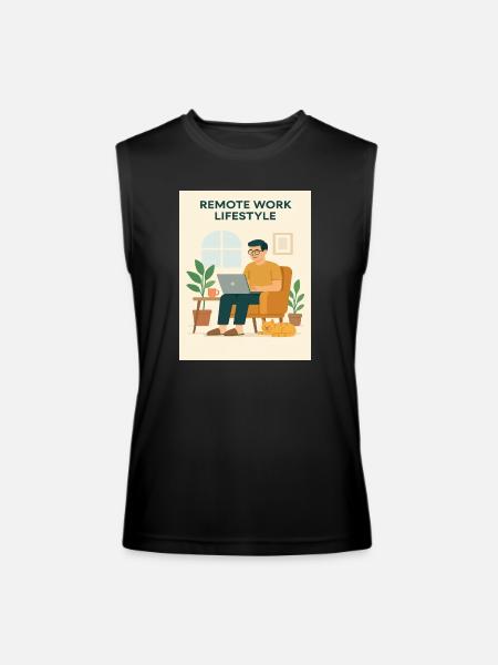 Remote Work Lifestyle Illustration - Men’s Performance Sleeveless Shirt - black